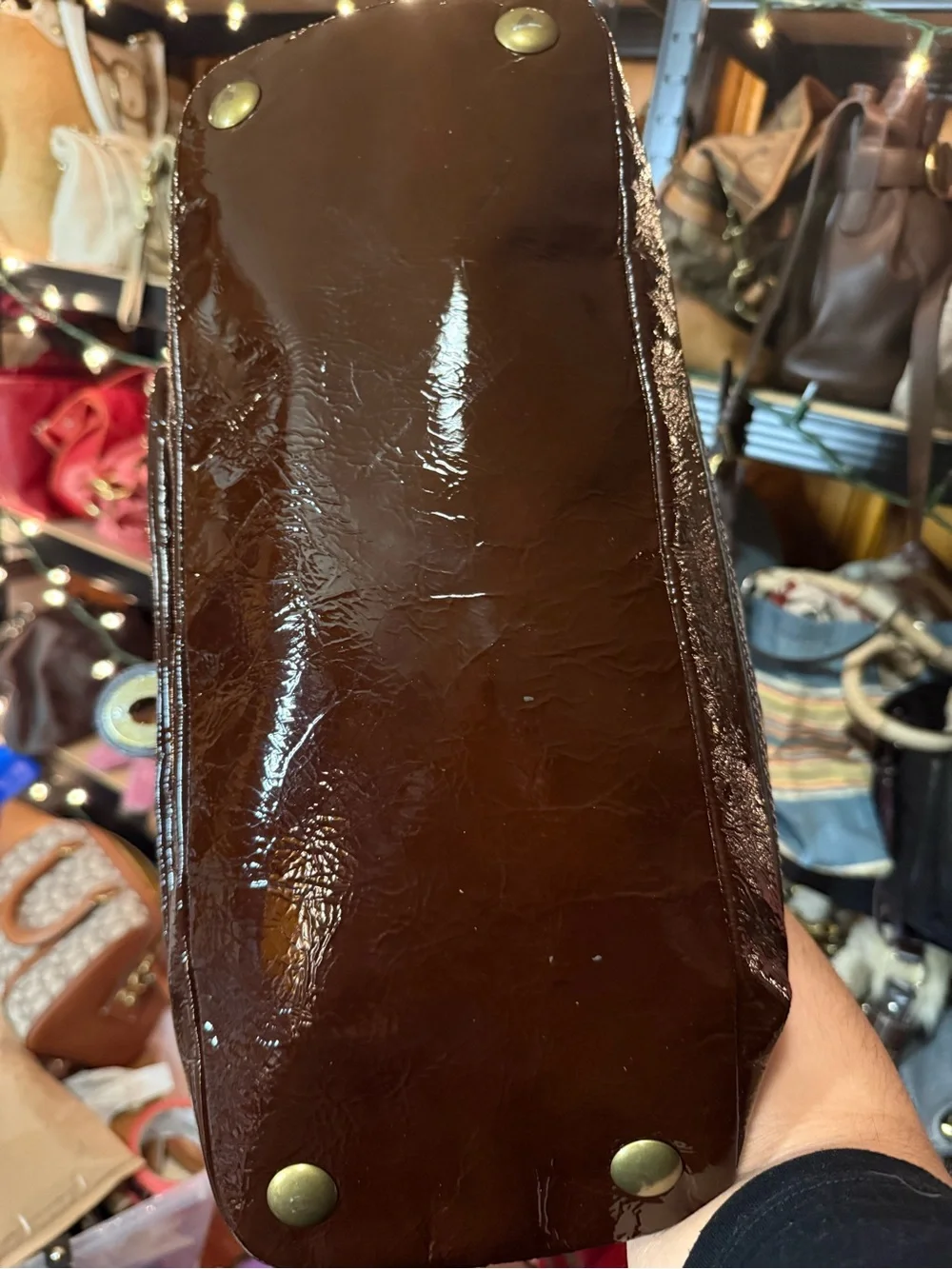 Coach Francine Legacy Patent Leather Satchel Bag - Brown